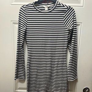 H&M Black and White Striped Sweater Dress Size S